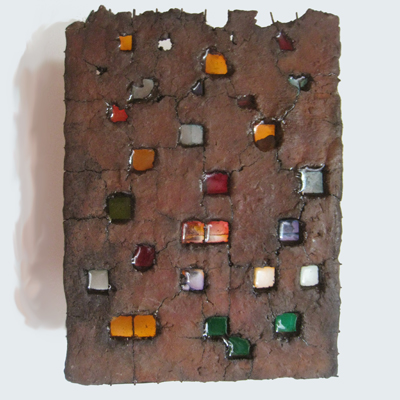 ceramic wall object with glass